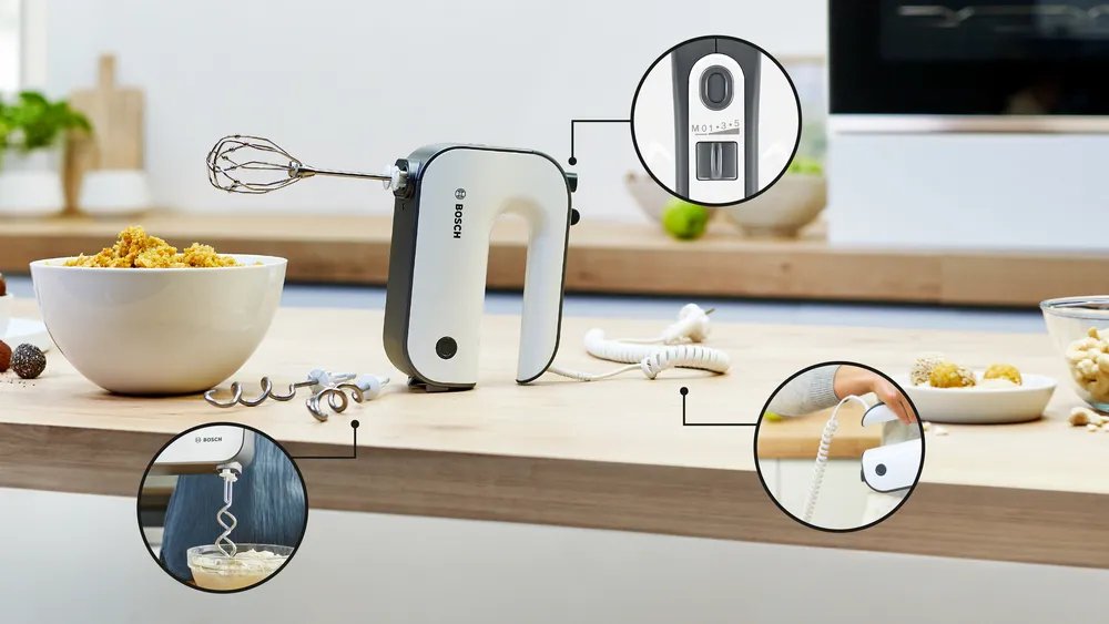 Batidora Bosch Mfq4  De Mano 850 W Negro, Acero Inoxidable, Blanco