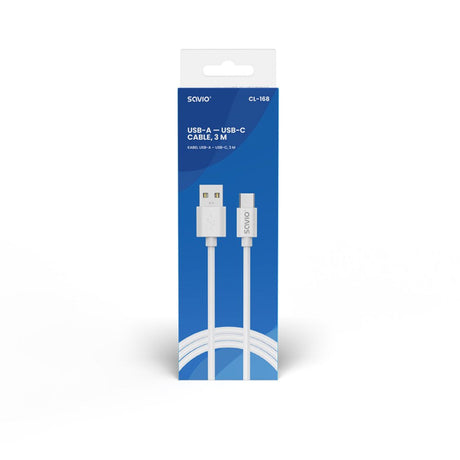 EAN 5901986047490 - Savio USB cable 2 m USB 2.0 USB A - USB C White CL-168 cable USB 3 m Blanco imagen 2