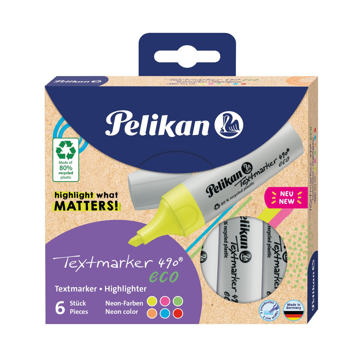 Pelikan Textmarker 490 Eco Set 6 Neon