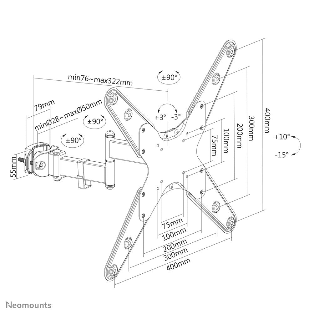 Neomounts By Newstar Soporte De Poste Para Tv (75x75 - 400x400mm  32-55)
