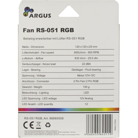 EAN 4260455645119 - Inter-Tech Argus RS-051 RGB Carcasa del ordenador Ventilador 12 cm Negro imagen 6