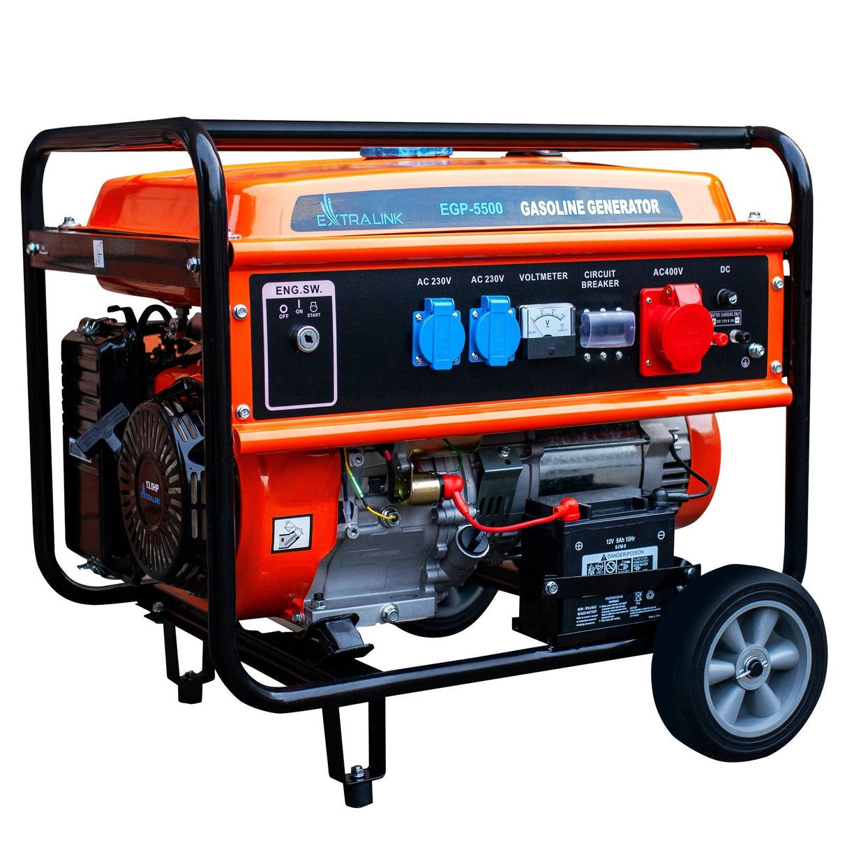 Extralink Ex.30356 Motor-Generador 5000 W 25 L Gasolina Negro, Naranja
