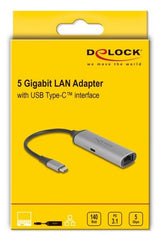 Delock Usb Type-C Netzwerk Adapter 5 Gigabit Lan 1 X Rj45 Mit Power Delivery Pd 3.1 140 Watt