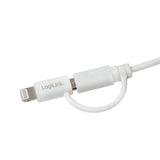 Usb 2.0 Cable, Usb-A M To Micro-Usb + Lightning M, Blanco, 1 M