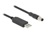 Delock M8 A-Kodiert 3 Pin Serielles Cable De Conexión Con Ftdi Chipset, Usb 2.0 Tipo A Conector Macho A M8 Rs-232 Conector Macho 1,8 M Negro