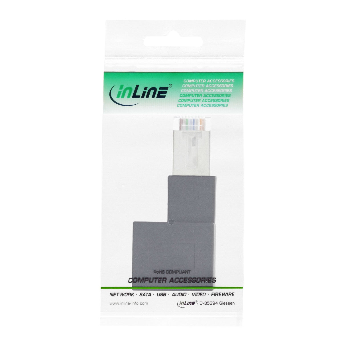 Adaptador De Cable De Red Inline Cat.6a, Enchufe/Toma Rj45, Acodado 90° A La Derecha