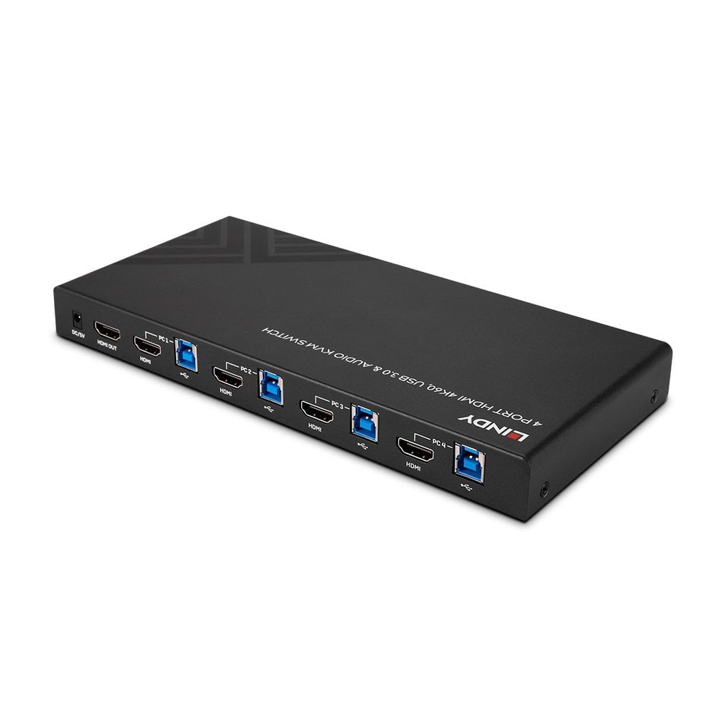 Lindy Kvm Switch Hdmi 4k60,Usb3.0 & Audio 4port
