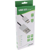 Cable Usb 2.0 Inline, Conector Tipo C A Conector A, Negro/Aluminio, Flexible, 0,5 M
