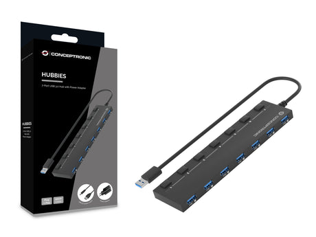 EAN 4015867235348 - Conceptronic HUBBIES19BP hub de interfaz USB 3.2 Gen 1 (3.1 Gen 1) Type-A 5000 Mbit/s Negro imagen 3