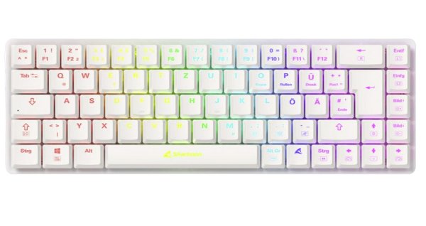 Sharkoon Purewriter W65, Keyboard White, De-Layout, Kailh Choc V2 Low Perfil Brown 4044951037032