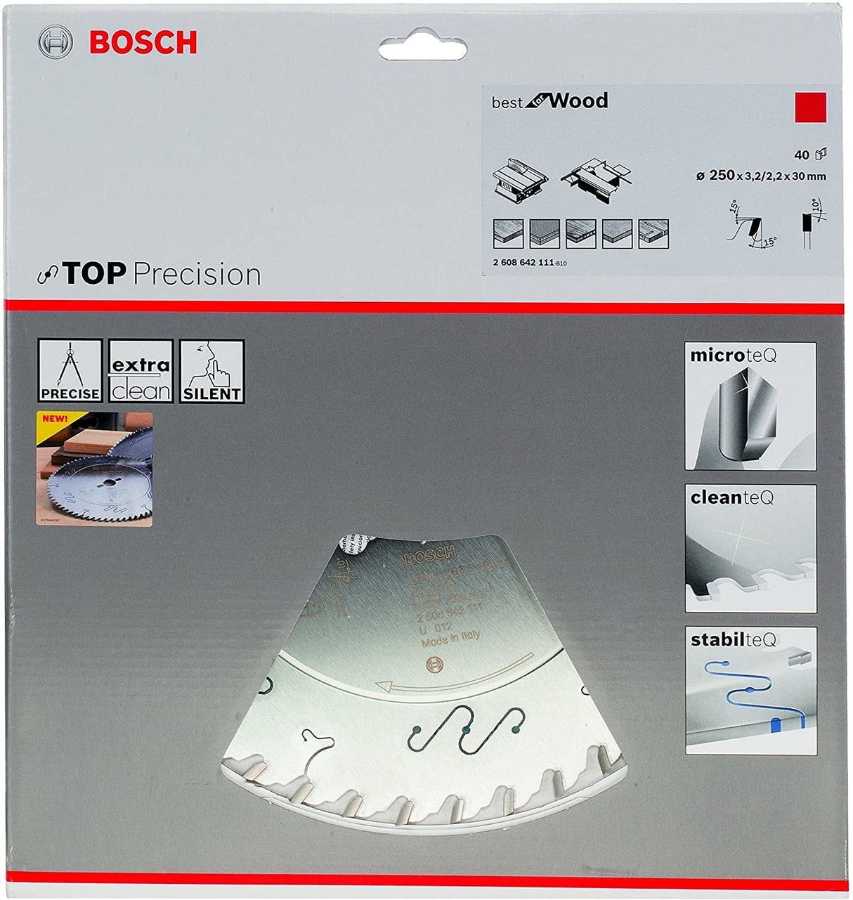 Hoja De Sierra Circular Bosch Top Precision Best For Wood 250 Mm X 30 Mm - 40z