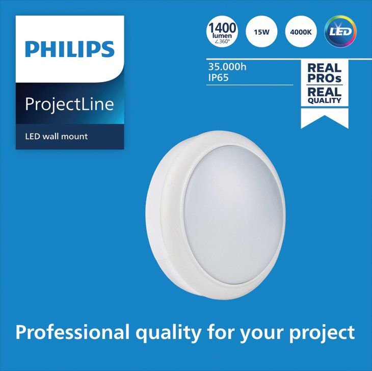 Aplique De Pared Mount Redondo Exterior 15w 1400lm 4000k 911401861484 Philips