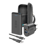 Kit De Viaje Sbs Con Powerbank 10.000mah, Cargador Y Cable Usb-C