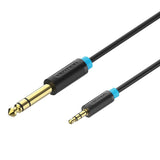 Cable Estéreo Vention Babbi Jack 6.5 Macho Jack 3.5 Macho 3m Negro