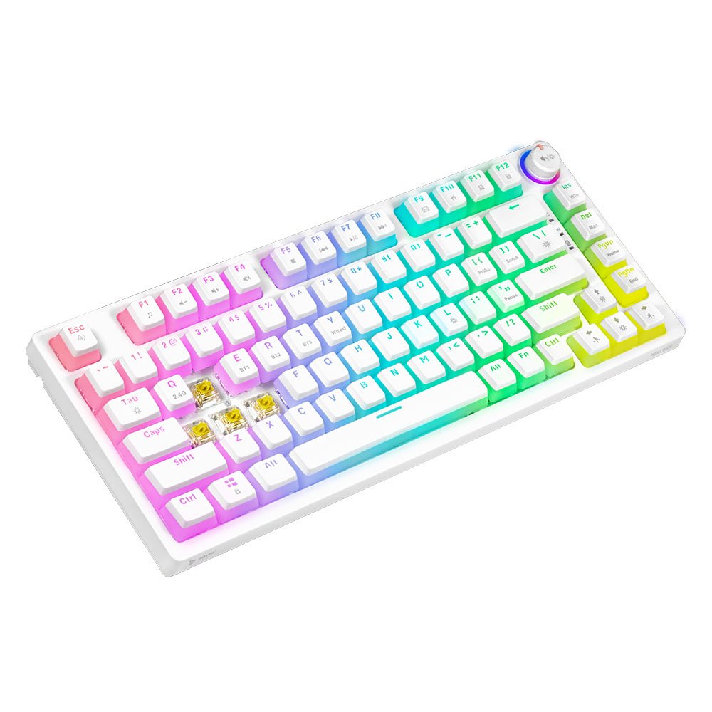 Klawiatura Mechaniczna Bezprzewodowa Savio Phenix White Gateron Yellow, Pudding