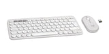 Teclado Inglés + Ratón Logitech Pebble 2 Combo Rf Wireless + Bluetooth Qwerty Internacional De Ee.Uu. Blanco