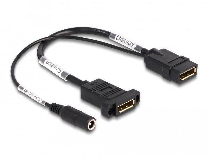 Delock Displayport Cable 4k 60 Hz Mit Dc Einspeisung 2,1 X 5,5 Mm 0,30 M Zum Einbau