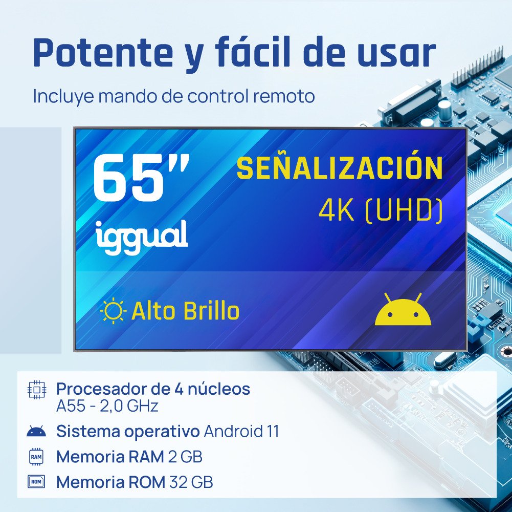 EAN 8435364320068 - iggual IGG320068 pantalla de señalización Pantalla plana para señalización digital 165,1 cm (65") LED Wif imagen 5