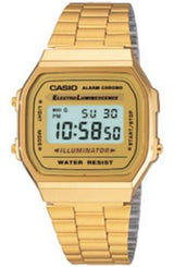 Casio A168wg-9wdf Vintage Unisex-Digitaluhr Con Edelstahlband, Dorado