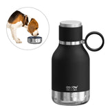 Asobu - Botella De Acero Inoxidable Con Cuenco Para Perros 1 Litro Negro