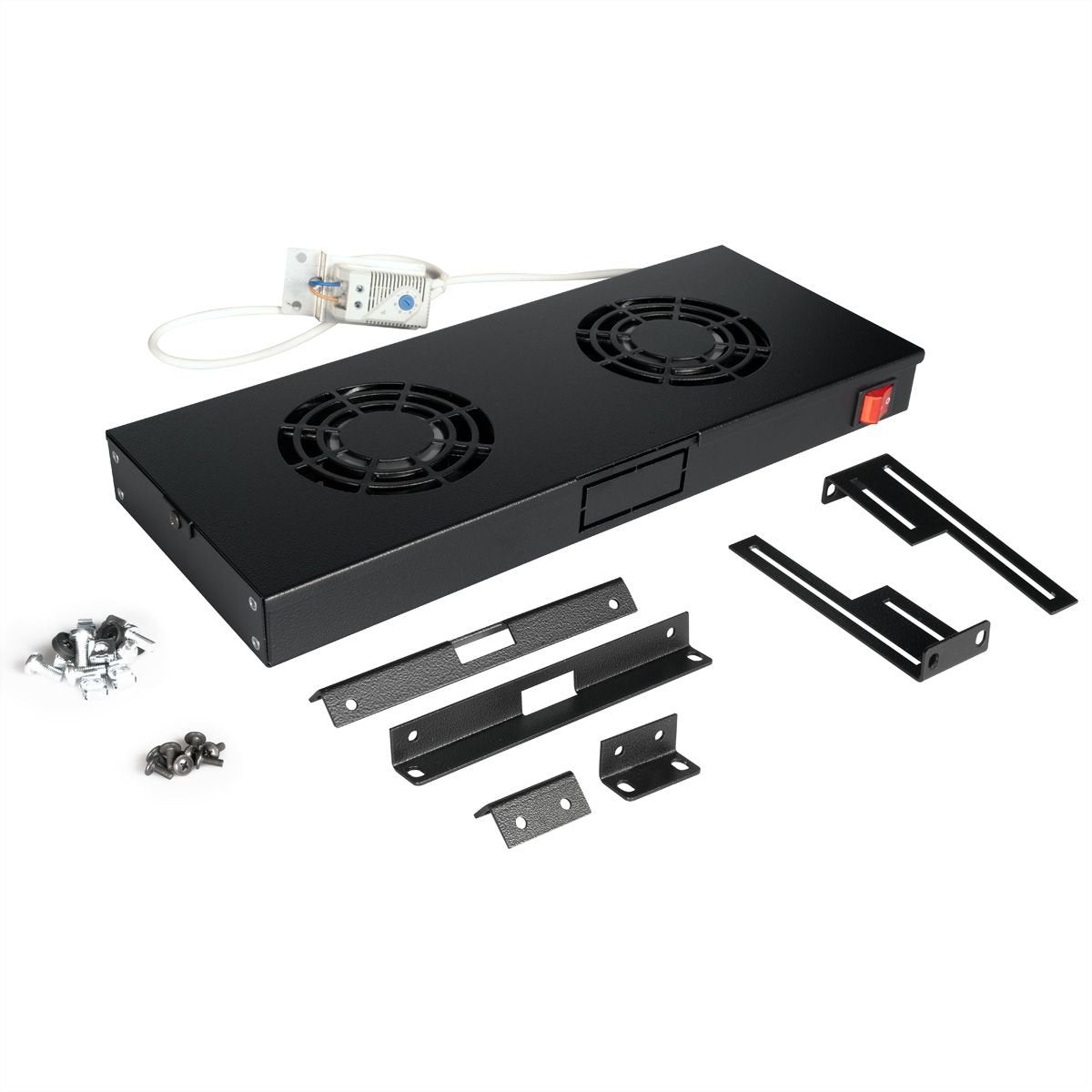 19-Inch Roof Fan Unit 2 Fans,  Thermostat Black