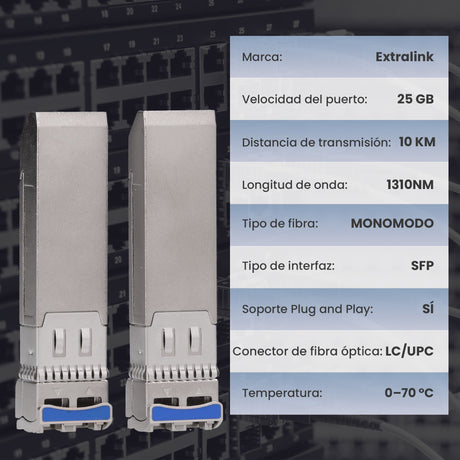 EAN 5906168633188 - Extralink SFP28 25G 2-Pack | SFP28 Module | 25Gbps, LC/UPC Duplex, 1310nm, 10km, single mode, DOM red mod imagen 8
