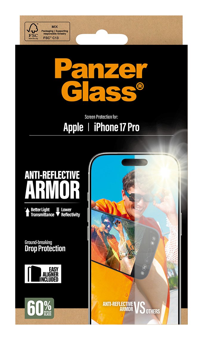 Panzerglass Anti-Reflective Armor Screen Protector Iphone 17 Pro W. Easyaligner