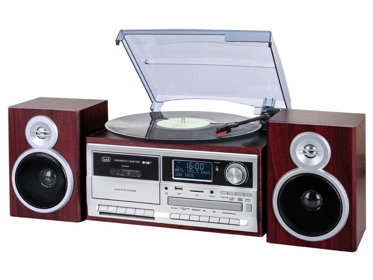Trevi Tt 1072 Dab - Sistema De Tocadiscos Estéreo Bluetooth Con Receptor Digital Dab/Dab+  25w Rms