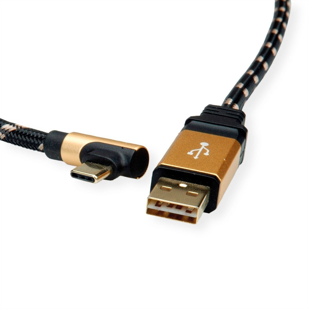 Gold Usb2.0 Cable, A  Reversible - C Angled 90ø,