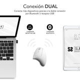 Raton Optico Dual Glide Vertical Ergo Dual Bateria Blanco Subblim Hasta 1600dpi/ Conexión Dual/ Rf, Bluetooth/ Batería Recargable