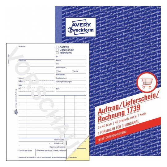 Avery Zweckform Formular Para Bestellung/Entrega/Rechnung - 40 Hoja - A5 (148 X 210 Mm)