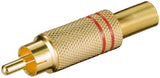Conector Rca Macho Rojo Metal Oro Con Protector De Cable