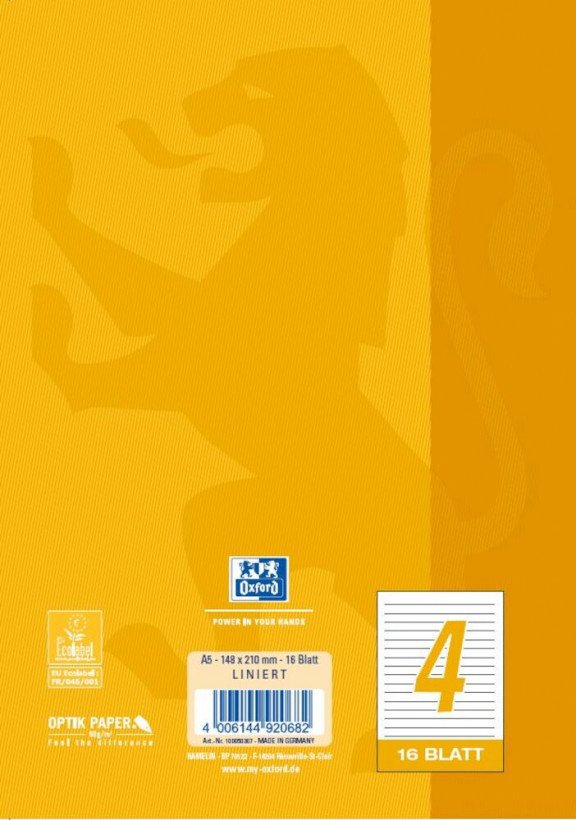 Oxford Cuaderno Escolar Rayado Din A5 16 Hojas