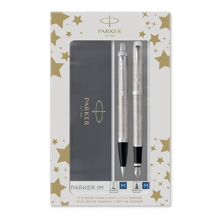 Parker Pluma Y Bolígrafo Duoset En Caja De Regalo Cc M De Metal Cepillado