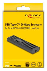 Delock Ext. Usb Tipo-C 20 Gbps Combo Gehäuse F. M.2 Nvme Pcie Oder Sata Ssd