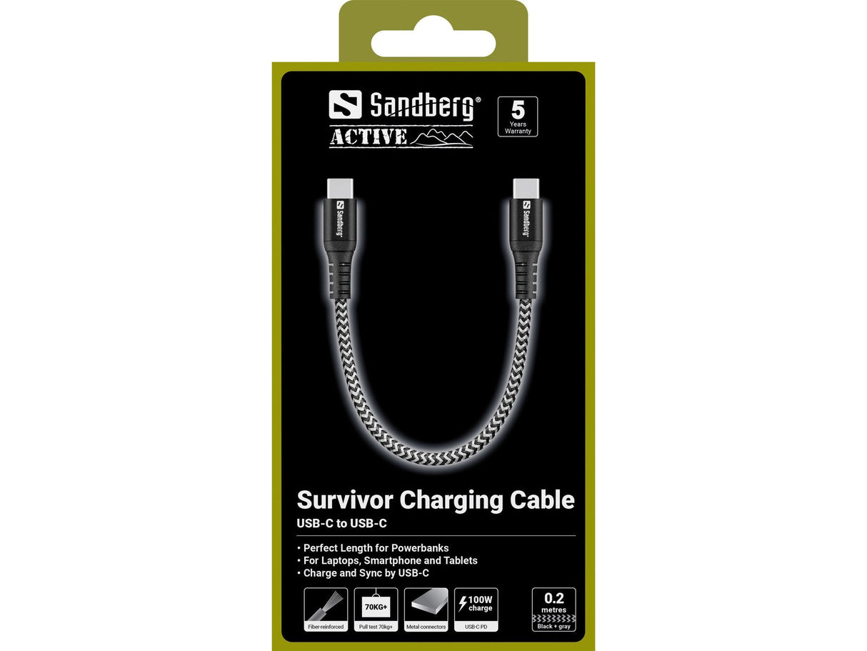 Survivor Usb-C Cable 0.2m 100w Survivor Usb-C Cable 0.2m 100w