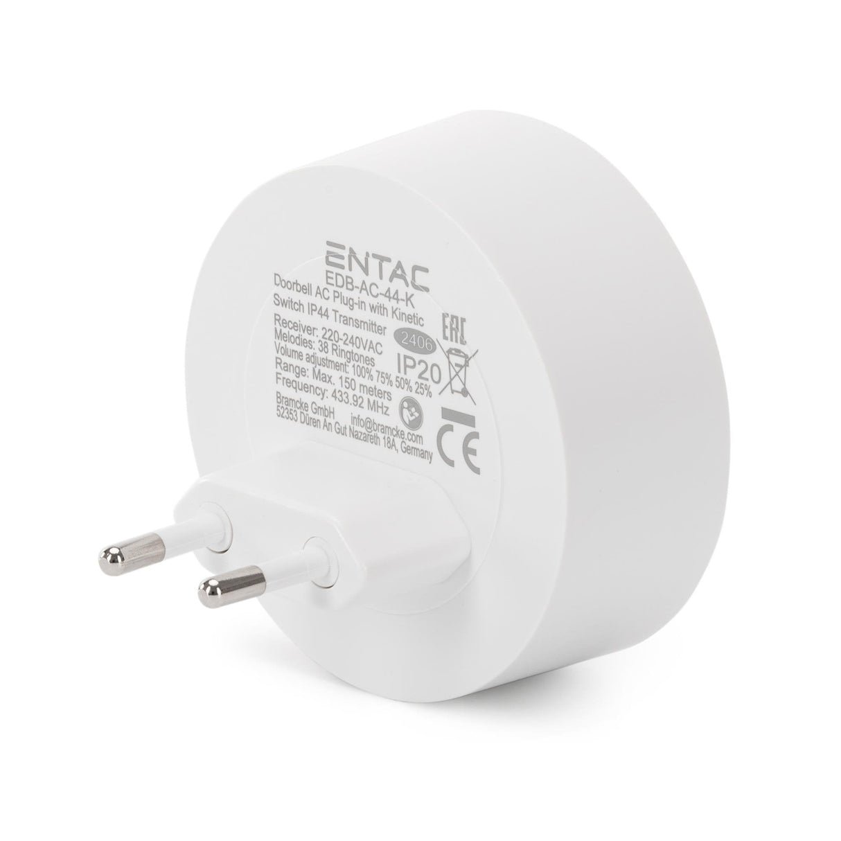 Entac Türklingel Ac Plug-In Kinetisch Schalter Ip44 Sender