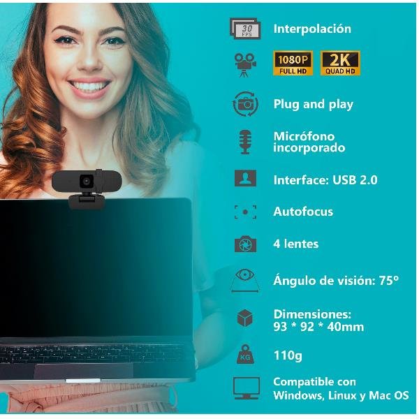 Webcam Nilox Nxwca01 Fhd 1080p Con Microfono Enfoque Automatico