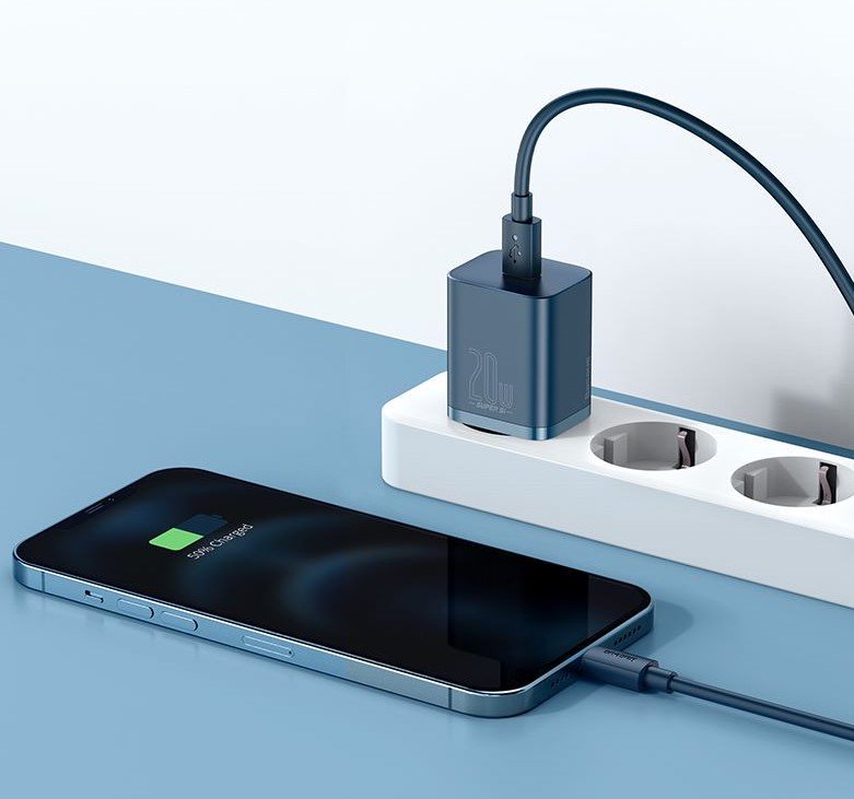 Baseus Travel Charger Set Super Si 1c Pd Fast Charger 20w Blue Eu (Ccsup-B03)