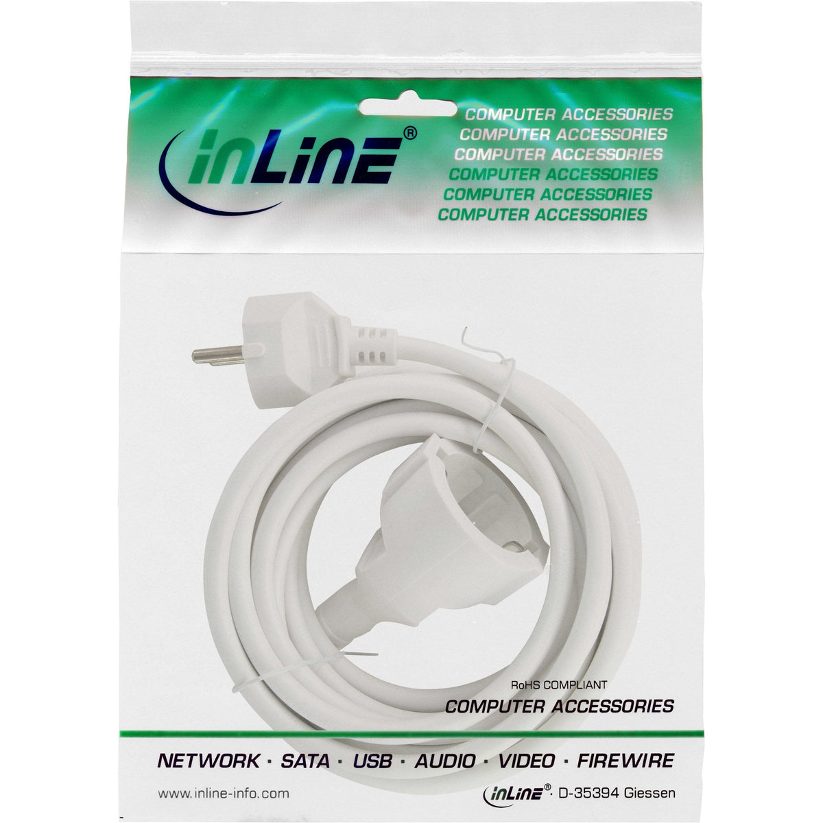 Cable De Extensión De Alimentación Inline Tipo F Blanco 7m