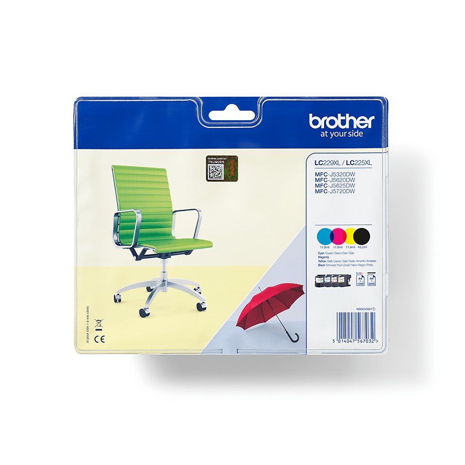 Tinta Original Brother Lc-229 Lc-225xl Alta Capacidad Multipack Cian Magenta Amarillo Negro