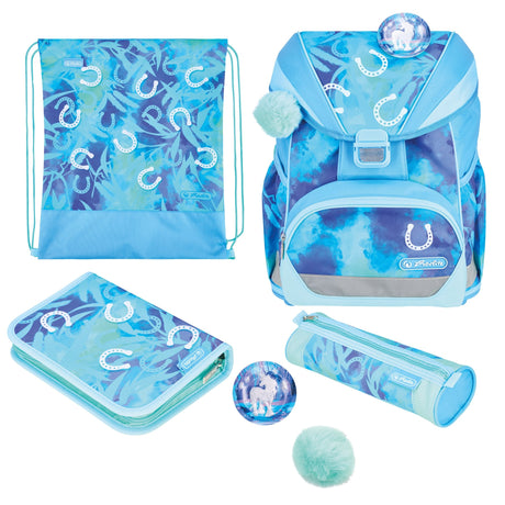 EAN 4008110396453 - Herlitz UltraLight XL Plus Lucky Horse juego de mochila escolar Chica Poliéster Azul, Azul claro imagen 1