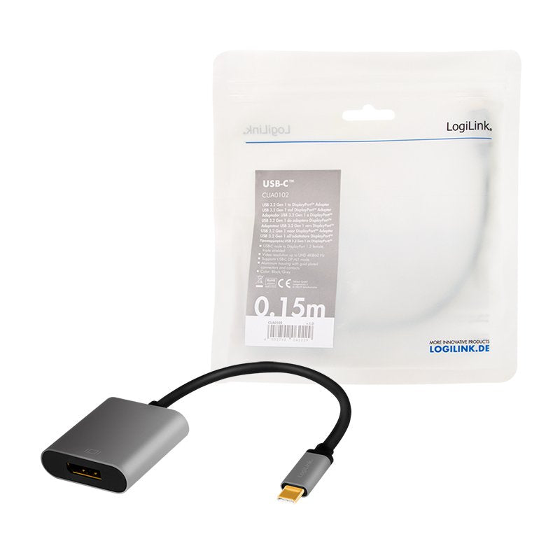EAN 4052792062229 - LogiLink CUA0102 cambiador de género para cable USB 3.2 Gen1 Type-C DisplayPort Negro imagen 4