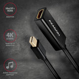 Axagon Rvdm-Hi14n Mini-Displayport Zu Hdmi Adaptador, 4k/30 Hz, 15 Cm Lang - Negro
