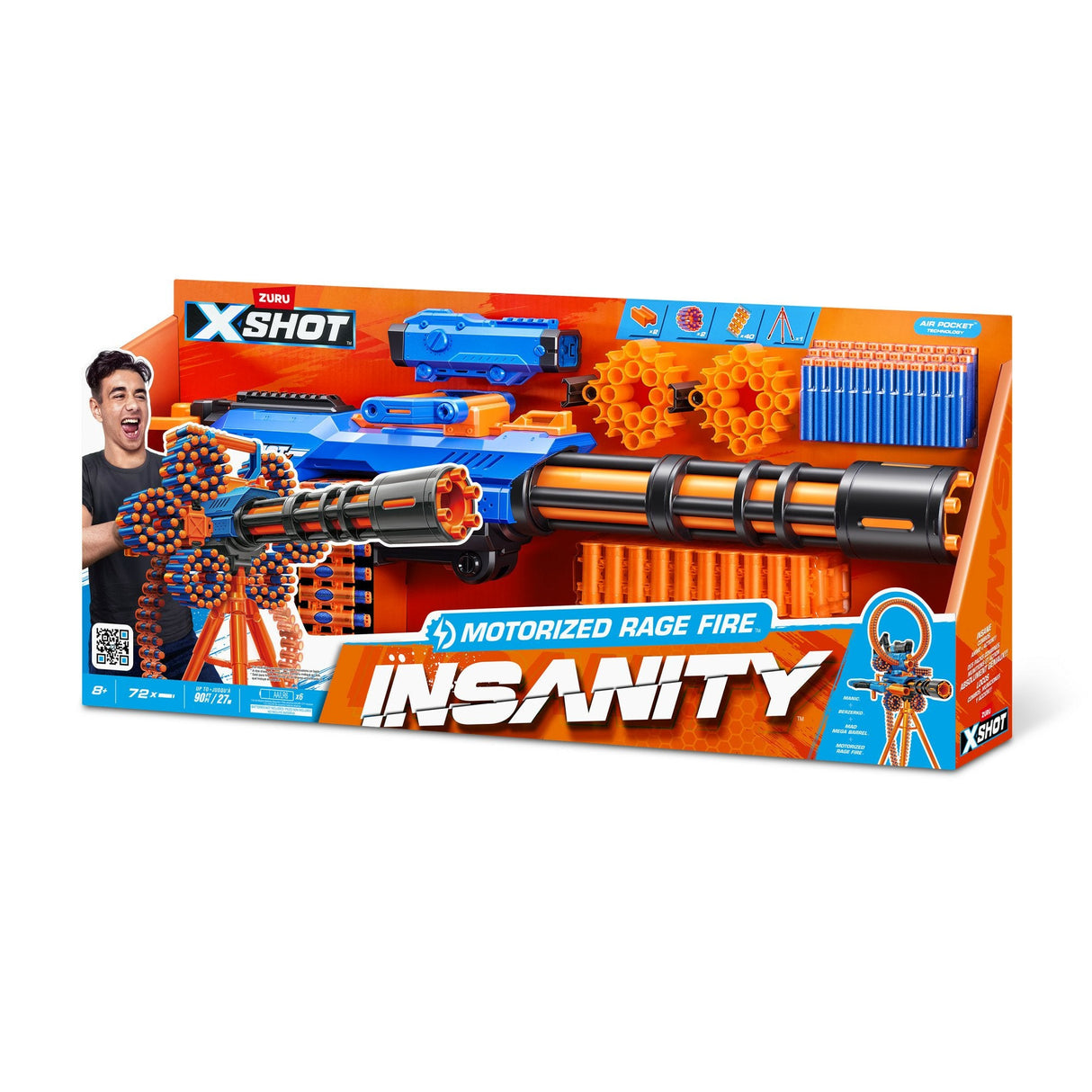 Zuru X-Shot - Insanity Blaster Rage Fire, Lanzador De Dardos Con 72 Dardos 36605