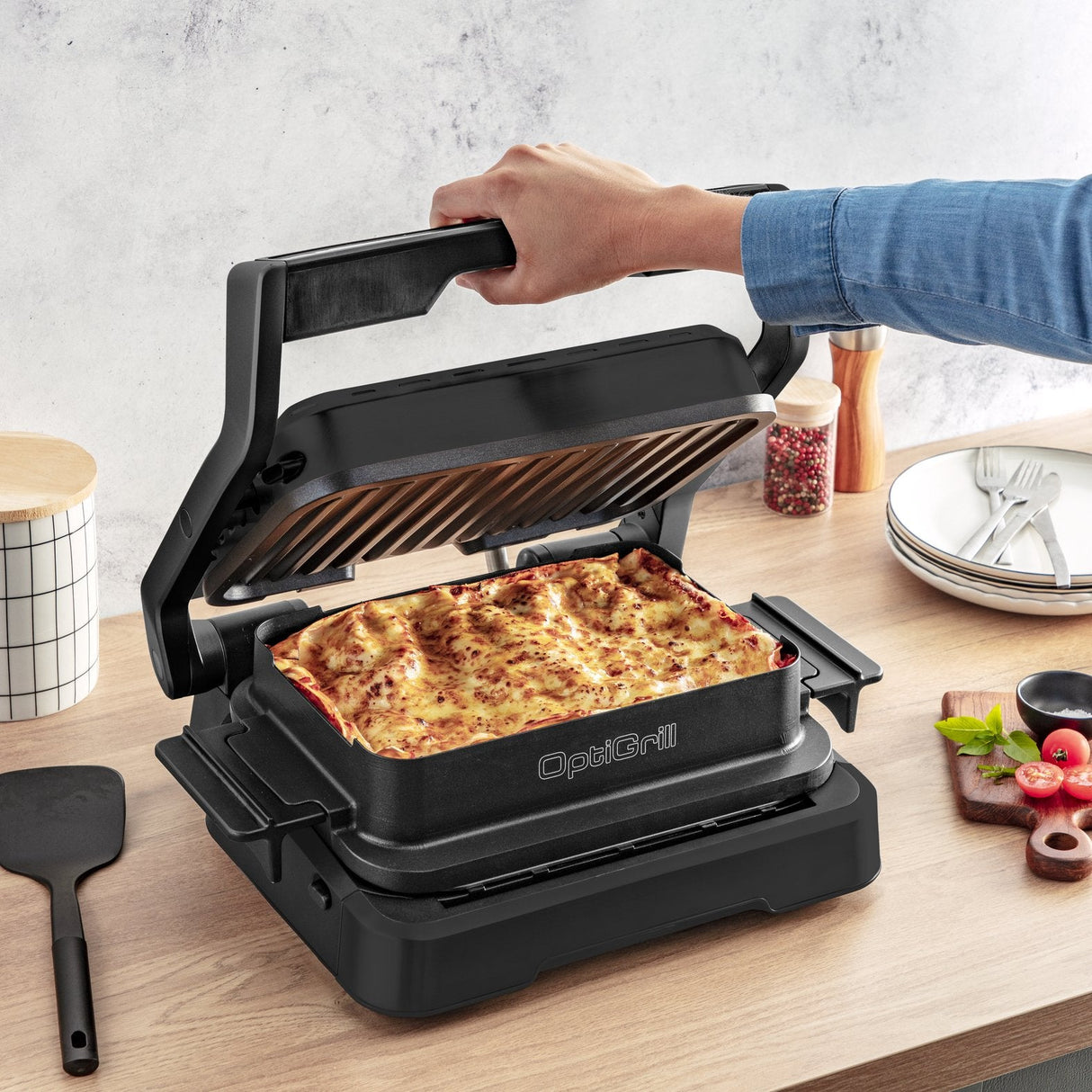 Tefal Optigrill 4in1 Gc7748, Grill De Contacto Negro, 2.100 Vatios, Con Bandeja Para Hornear Gc7748