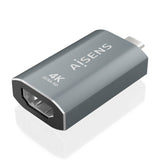 Aisens Adaptador Conversor Aluminio Usb-C A Hdmi 4k@60hz, Usb-C/M-Hdmi/H, Gris