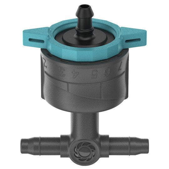 Gardena Micro-Drip-System Goteros En Línea Ajustables 1-8 L/H, Con Compensación De Presión (Negro/Turquesa, 5 Piezas 13314-20