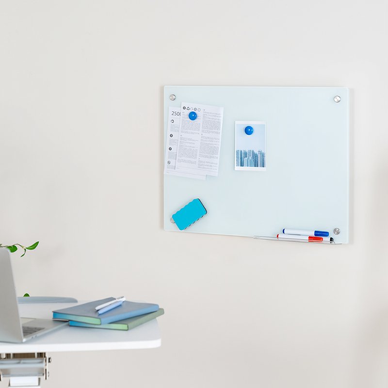 Dry Erase Whiteboard, Wall-Mounted, Glass, 90x120cm