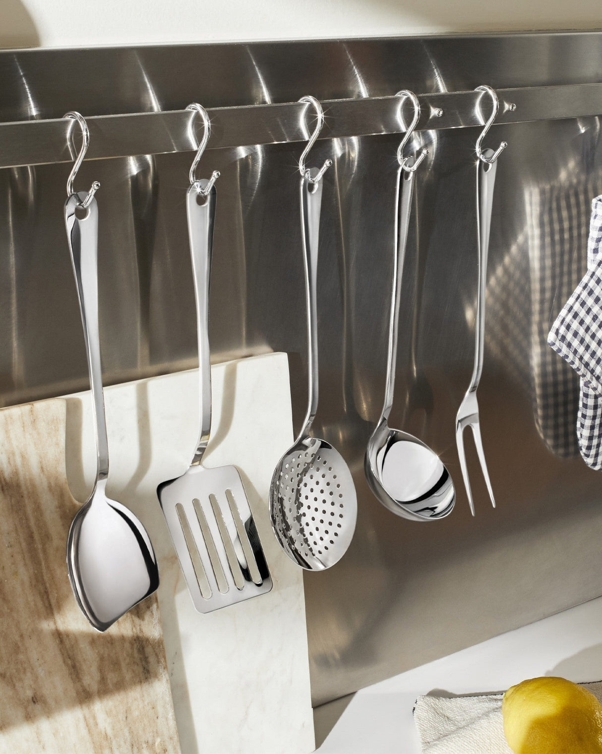 Alessi Ajm19s5 L Ajm19s5 L Juego De Cubiertos De Cocina De Diseño, Acero Inoxidable, 5 Piezas